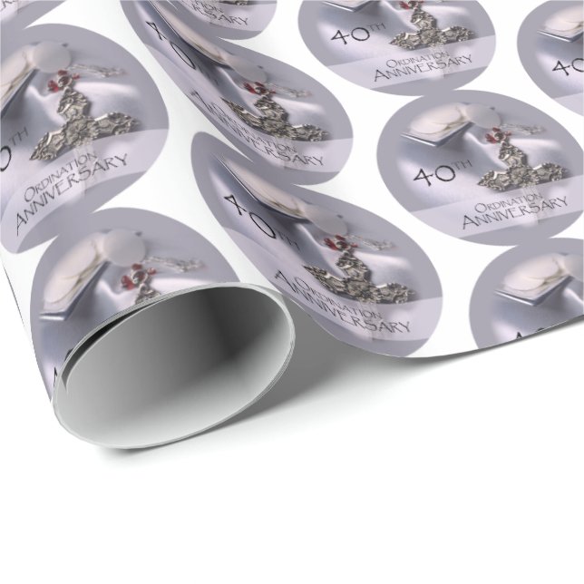 Papier Cadeau 40e anniversaire d'ordination Félicitations, Hôtes (Coin rond)