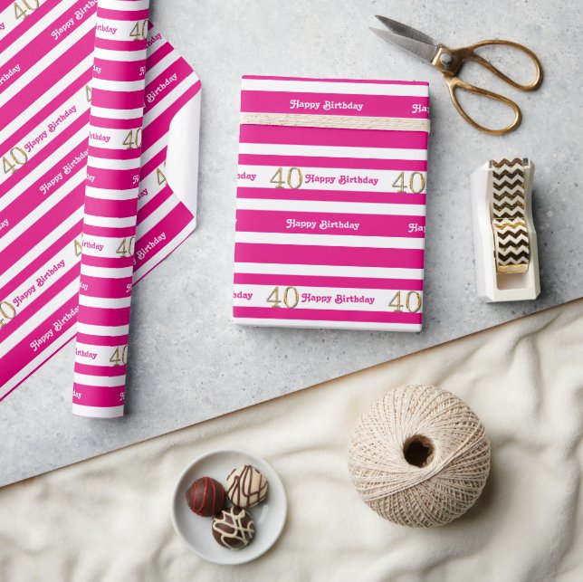 Papier Cadeau 40e anniversaire femme en or rose (Artisanat)