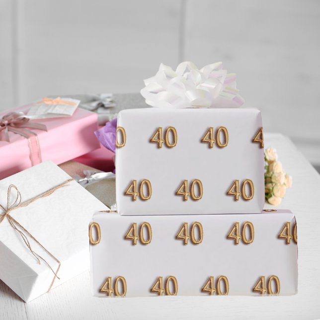 Papier Cadeau 40e anniversaire or blanc (Créateur téléchargé)