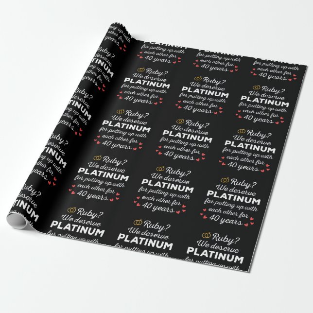 Papier Cadeau 40ème anniversaire du Mariage I - Ruby Funny Coupl (Déroulé)