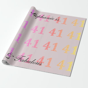 Papier Cadeau 41e Anniversaire Quarante Un Nom Fabulous Blush Pi