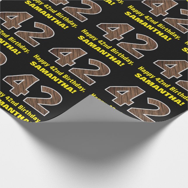 Papier Cadeau 42e anniversaire : Nom et Faux Motif de grains de  (Coin)