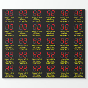 Papier Cadeau 42e anniversaire : Rouge Digital Horloge Style "42