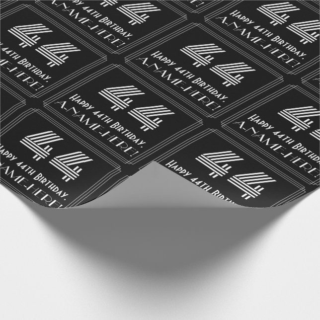 Papier Cadeau 44e anniversaire : Art Déco Inspiré Look "44" avec (Coin)