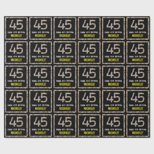 Papier Cadeau 45e Anniversaire : Numéro de fleurs florales, nom 