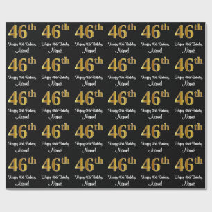 Papier Cadeau 46e anniversaire : Elégant luxe Faux Gold Look #