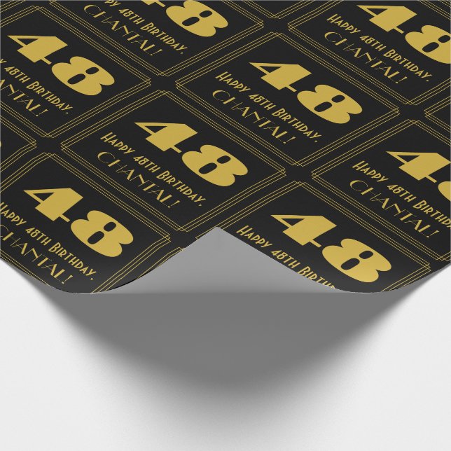 Papier Cadeau 48e anniversaire - Art Déco Inspiré Look "48" & No (Coin)