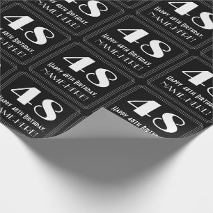 Papier Cadeau 48e anniversaire - Art Déco Inspiré Look "48", Nom