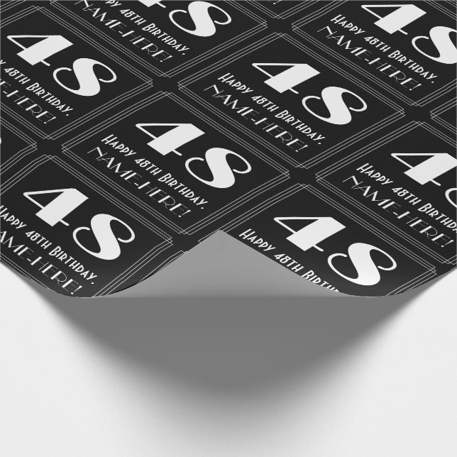 Papier Cadeau 48e anniversaire - Art Déco Inspiré Look "48", Nom (Coin)