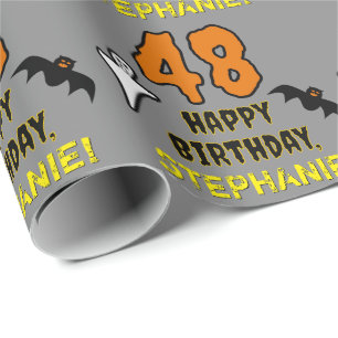 Papier Cadeau 48e anniversaire : Thème d'Halloween Éffrayant, No