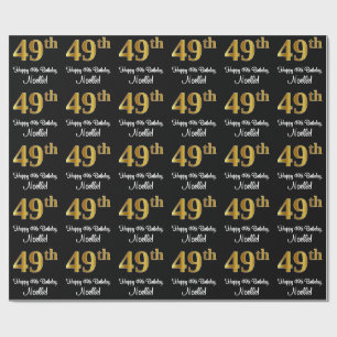 Papier Cadeau 49e anniversaire : Elégant luxe Faux Gold Look #