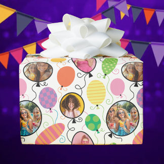 Papier Cadeau 4 Ballons d'anniversaire personnalisés
