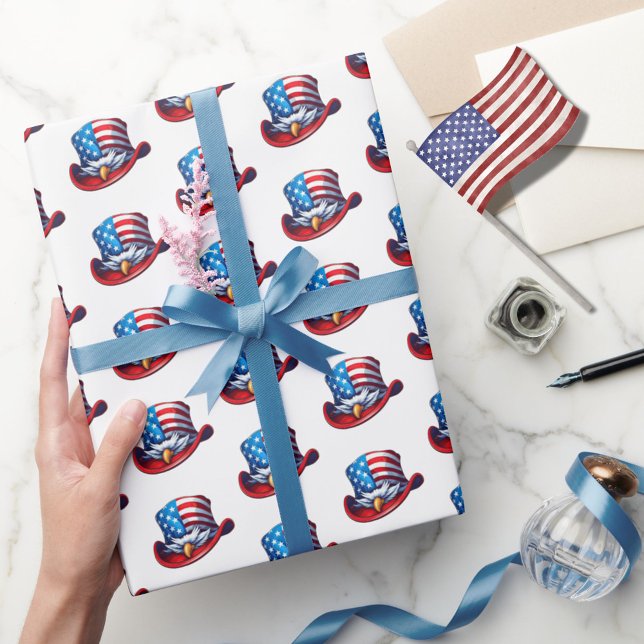 Papier Cadeau 4 juillet American Flag & Eagle Casquette Design (Créateur téléchargé)