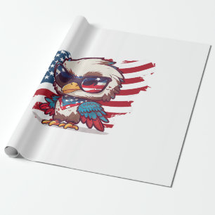 Papier Cadeau 4 juillet fête de l'indépendance aigles américains
