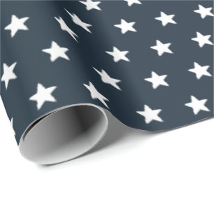 Papier Cadeau 4 juillet Old Glory Blue et Rustic White Stars