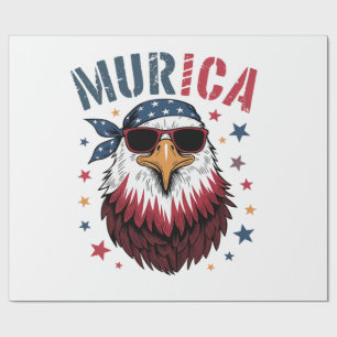 Papier Cadeau 4 juillet Patriotique Drôle Aigle USA