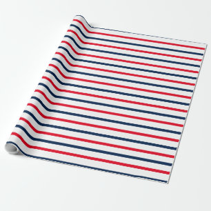 Papier Cadeau 4 juillet rouge blanc rayé patriotique