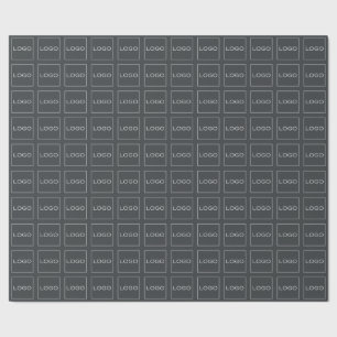 Papier Cadeau 4 logos personnalisés, entreprise marquée sur gris