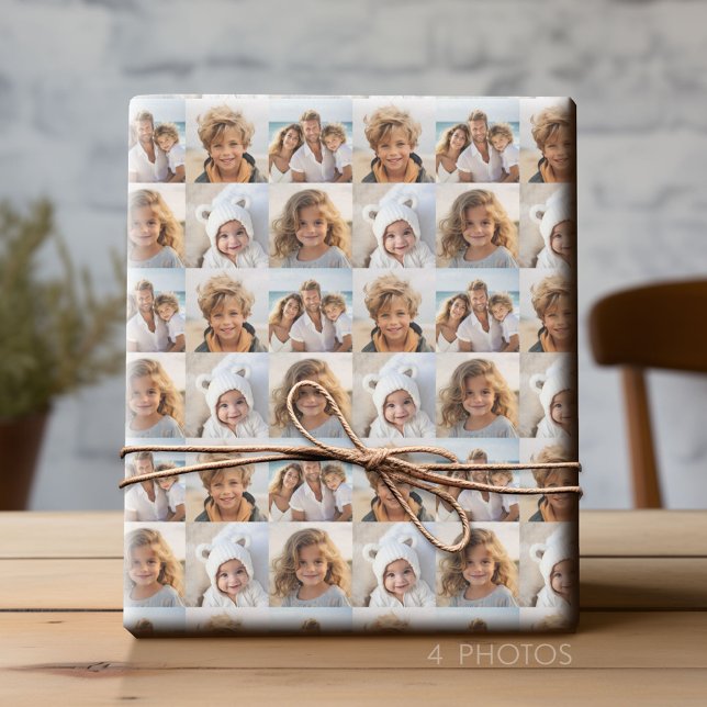 Papier Cadeau 4 photos - Minimalisme Moderne  (Custom Photo Wrapping Paper)