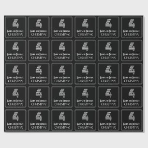 Papier Cadeau 4e anniversaire : Art Déco inspiré Look "4" avec n