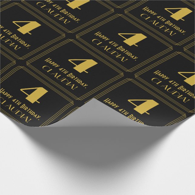 Papier Cadeau 4e Anniversaire ~ Décoration Inspirée d'Art Déco " (Coin)