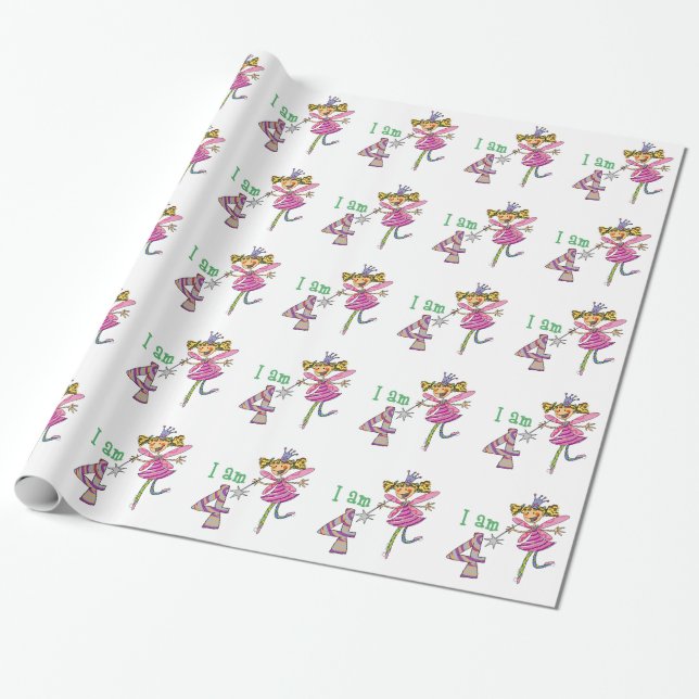 Papier Cadeau 4ème fille heureuse d'anniversaire (fée rose de (Déroulé)