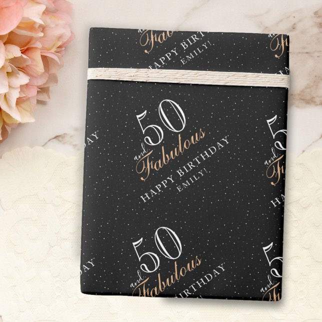 Papier Cadeau 50 ans et Fabuleux Moderne Noir 50e Anniversaire (Créateur téléchargé)