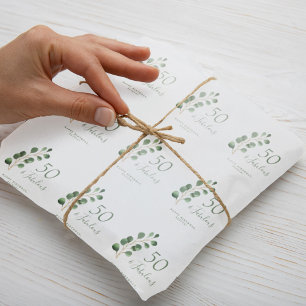 Papier Cadeau 50 ans et fabuleux sage vert eucalyptus anniversai