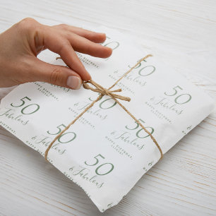 Papier Cadeau 50 et fabuleux nom anniversaire personnalisé
