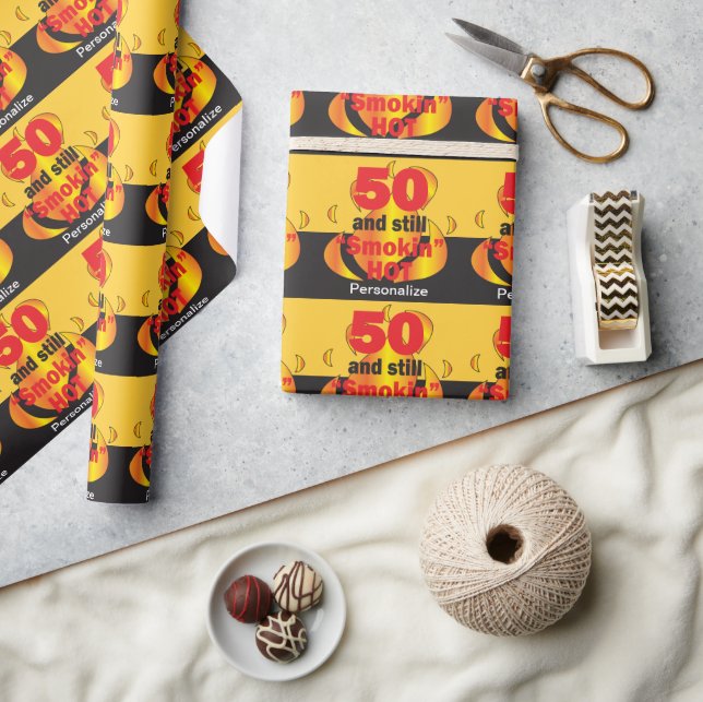Papier Cadeau 50 et toujours fumé chaud | 50e anniversaire (Artisanat)