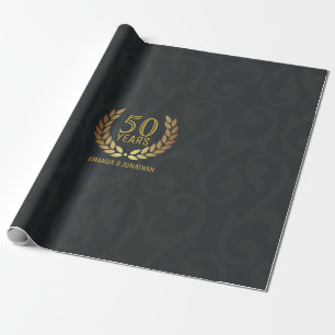 Papier Cadeau 50e anniversaire de Mariage d'or personnalisable