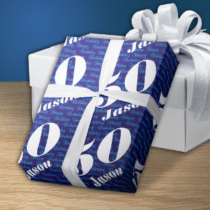 Papier Cadeau 50e anniversaire de typographie Marine