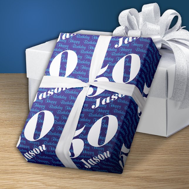 Papier Cadeau 50e anniversaire de typographie Marine (Créateur téléchargé)