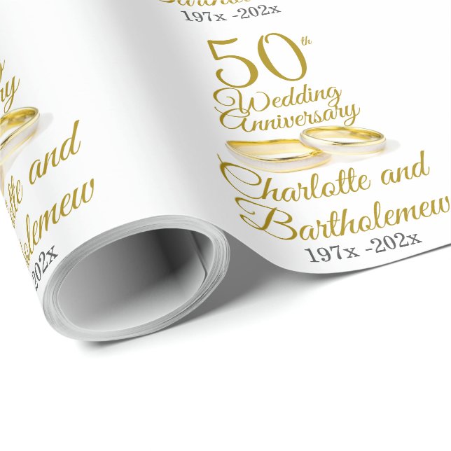 Papier Cadeau 50e anniversaire du Mariage (Coin rond)