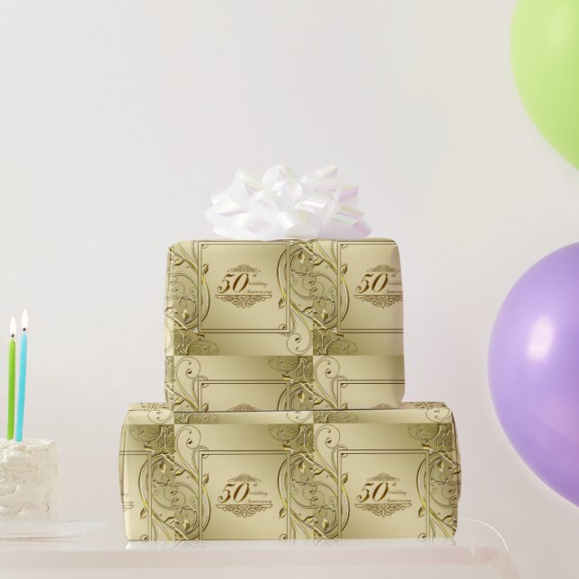 Papier Cadeau 50e anniversaire du Mariage de l'or (Cadeaux de fête)