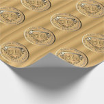 Papier Cadeau 50e anniversaire du Mariage médaille d'or papier d<br><div class="desc">Pour un dessin d'emblème de coeur d'or ancien et artistique pour eux lors de leur 50e anniversaire de mariage,  mes graphiques originaux avec votre texte/nom!</div>