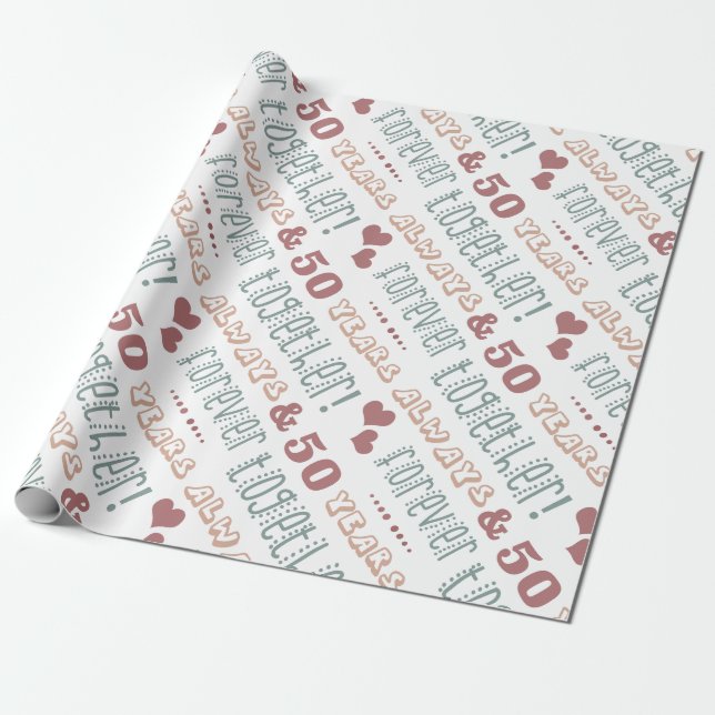 Papier Cadeau 50e anniversaire du Mariage mignon (Déroulé)