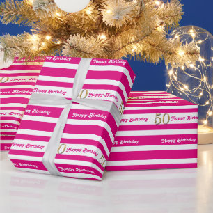 Papier Cadeau 50e anniversaire femme en or rose