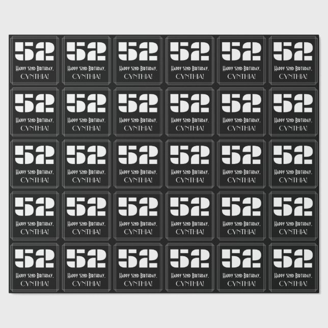 Papier Cadeau 52e anniversaire : apparence inspirée de l'Art déc (Couture)