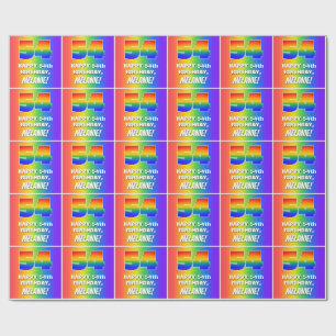 Papier Cadeau 54e anniversaire : Coloré, amusant Motif arc-en-c