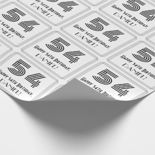 Papier Cadeau 54ème anniversaire : Art Déco Style inspiré "54" +