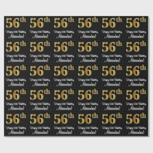Papier Cadeau 56e anniversaire : Elégant luxe Faux Gold Look #