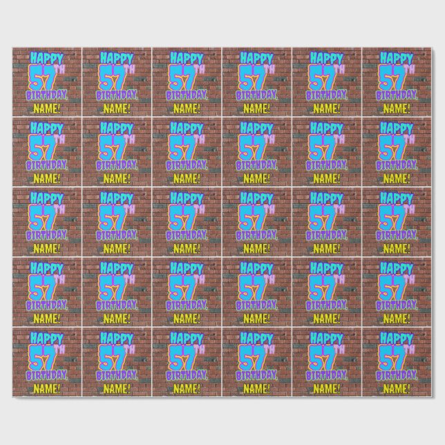 Papier Cadeau 57e anniversaire : Amusant, Graffiti urbain inspir (Plat)