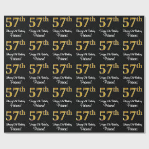 Papier Cadeau 57e anniversaire : Elégant luxe Faux Gold Look #