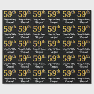 Papier Cadeau 59e anniversaire : Elégant luxe Faux Gold Look #