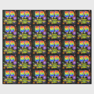 Papier Cadeau 59e anniversaire : Fun Fireworks, Rainbow Look # "