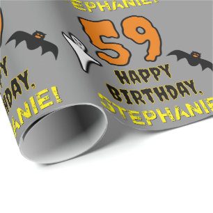 Papier Cadeau 59e anniversaire : Thème d'Halloween Éffrayant, No