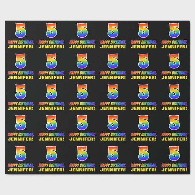 Papier Cadeau 5e anniversaire : Bold, amusant, simple, arc-en-ci (Couture)