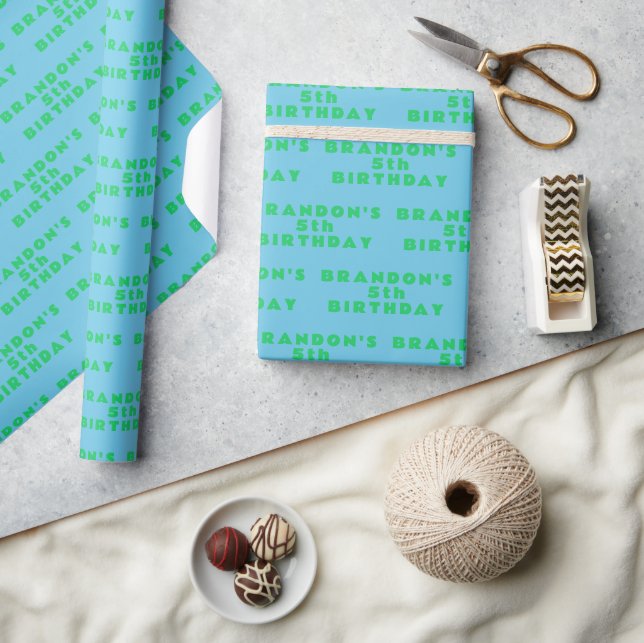 Papier Cadeau 5e anniversaire mignon bleu simple moderne garçon (Artisanat)