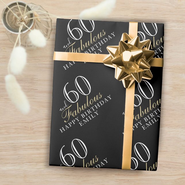 Papier Cadeau 60 et fabuleux Elegant Black 60e anniversaire (Créateur téléchargé)